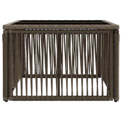 vidaXL Garden Table Grey and Black 55 x 55 x 37 cm PE Rattan and Glass