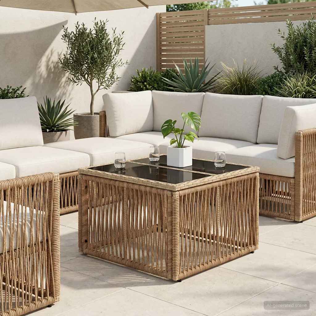 vidaXL Garden Table Beige and Black 55 x 55 x 37 cm
