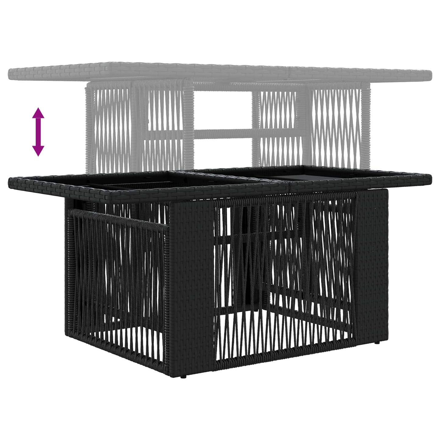 vidaXL Garden Lifting Up Table Black 100 x 55 x 37 cm