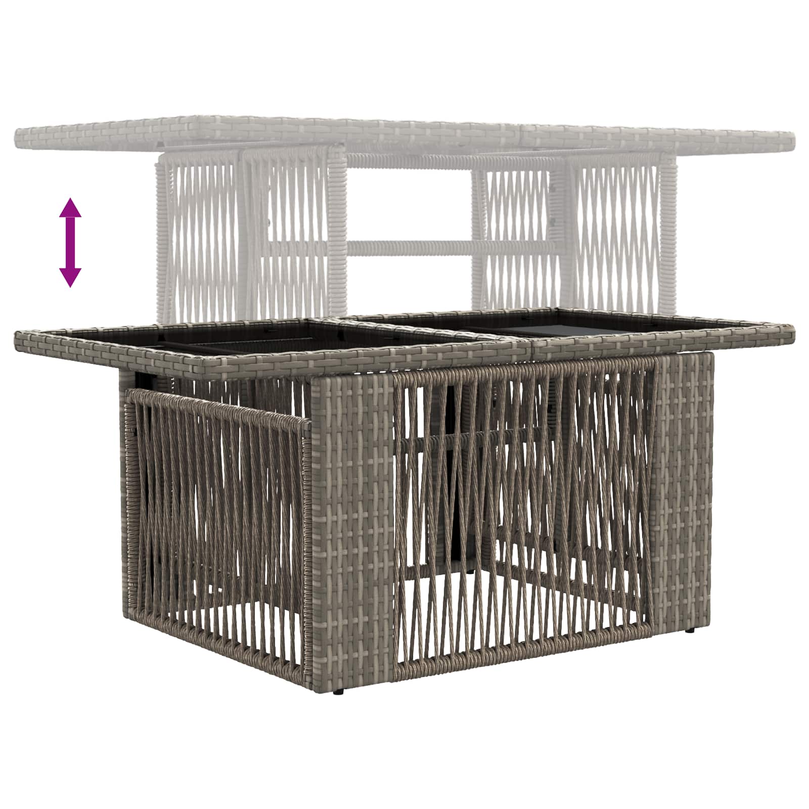 vidaXL Garden Lifting Up Table Grey 100 x 55 x 37 cm