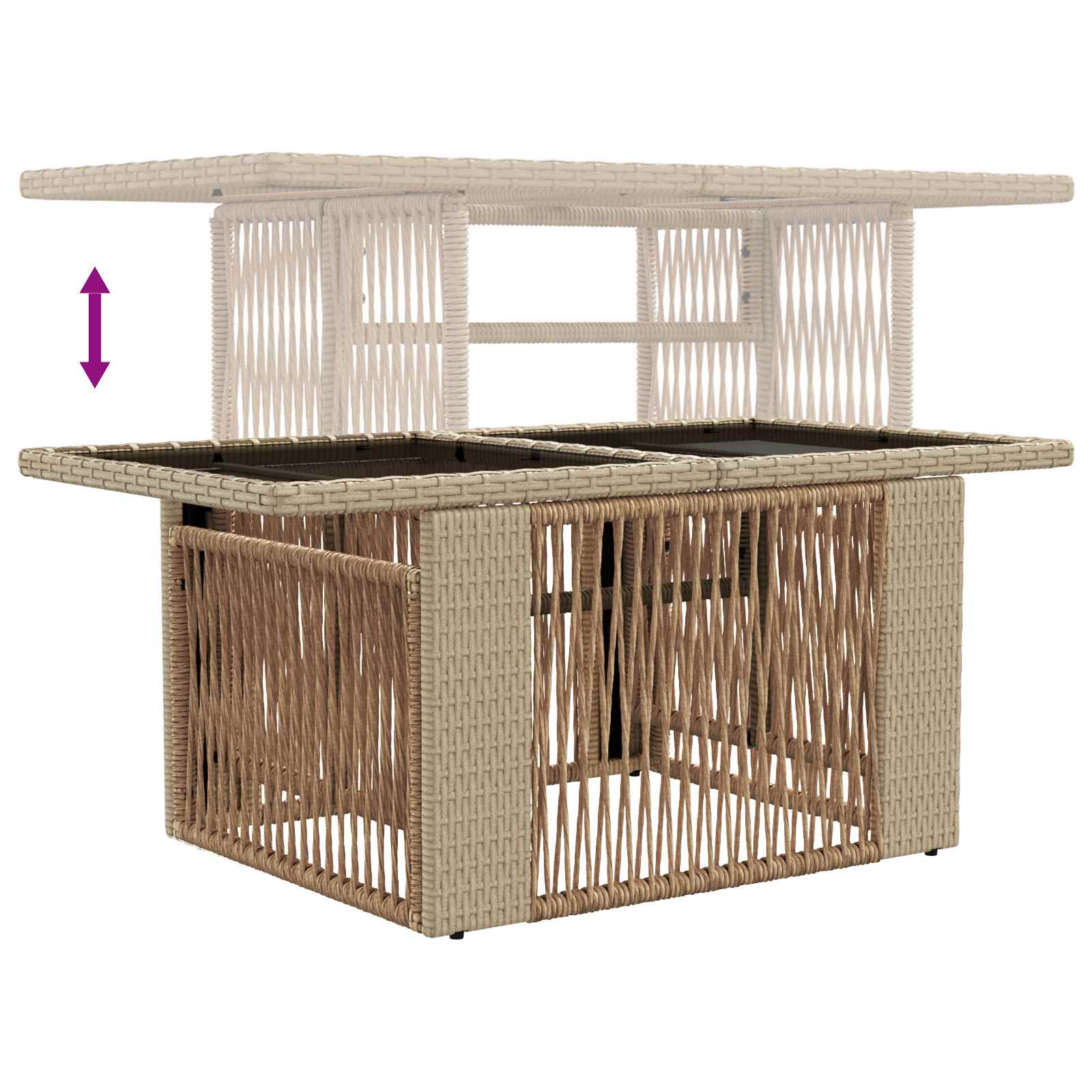 vidaXL Garden Lifting Up Table Beige 100 x 55 x 37 cm