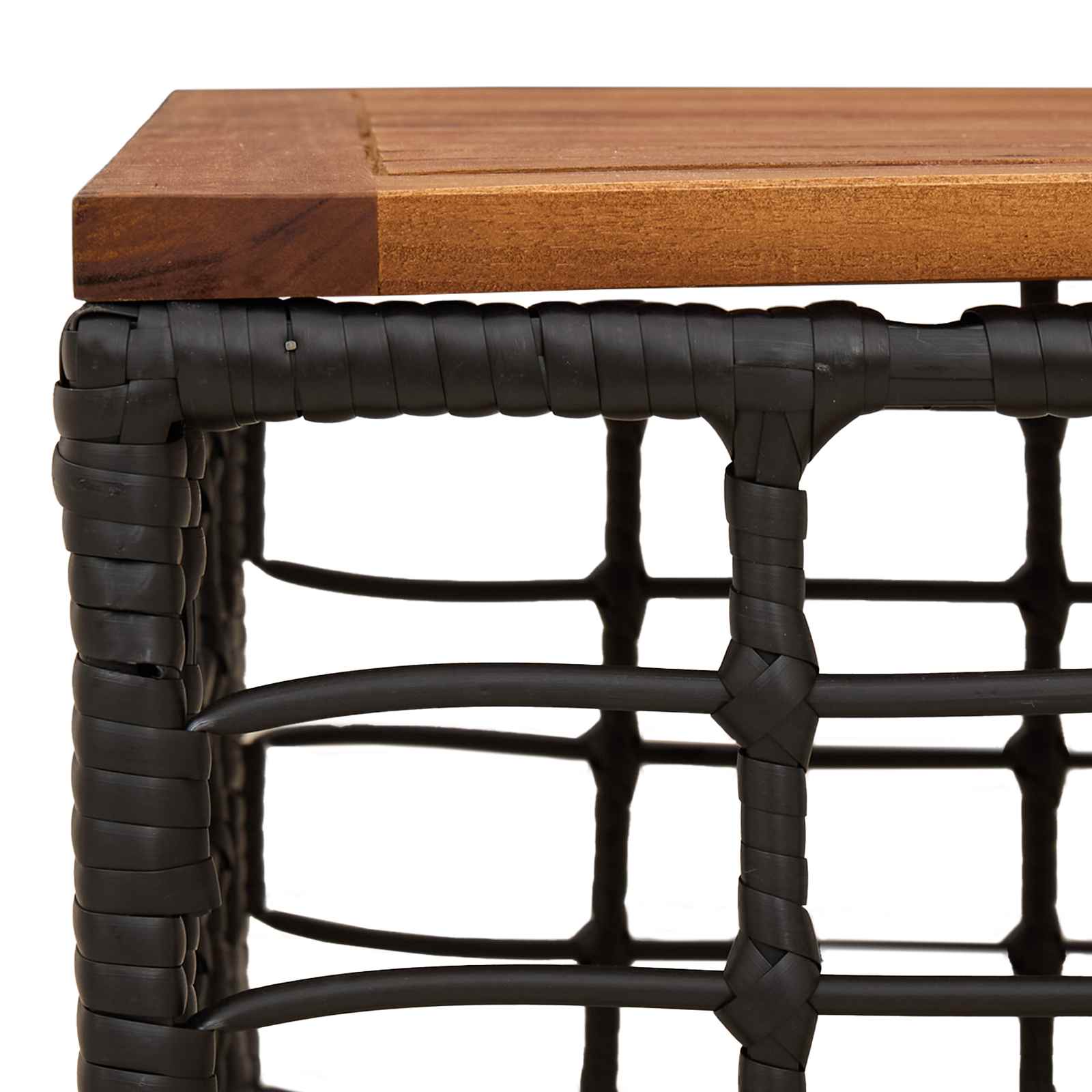 vidaXL Garden Table Black and Natural 55 x 55 x 37 cm