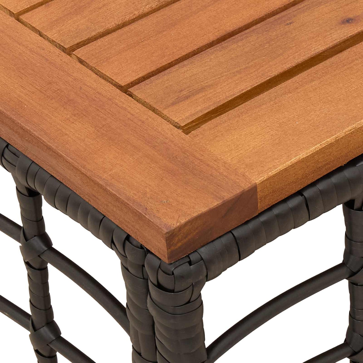 vidaXL Garden Table Black and Natural 55 x 55 x 37 cm