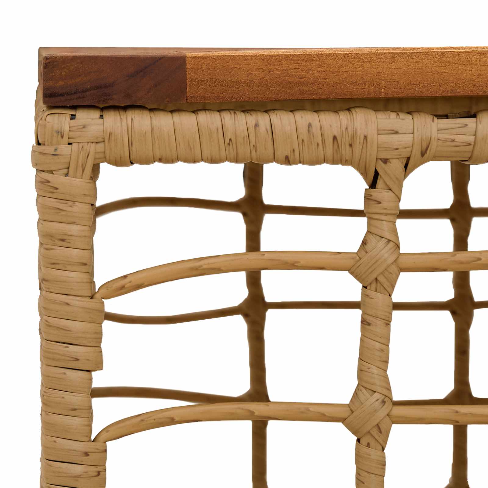 vidaXL Garden Table Natural 55 x 55 x 37 cm PE Rattan and Glass - Brown