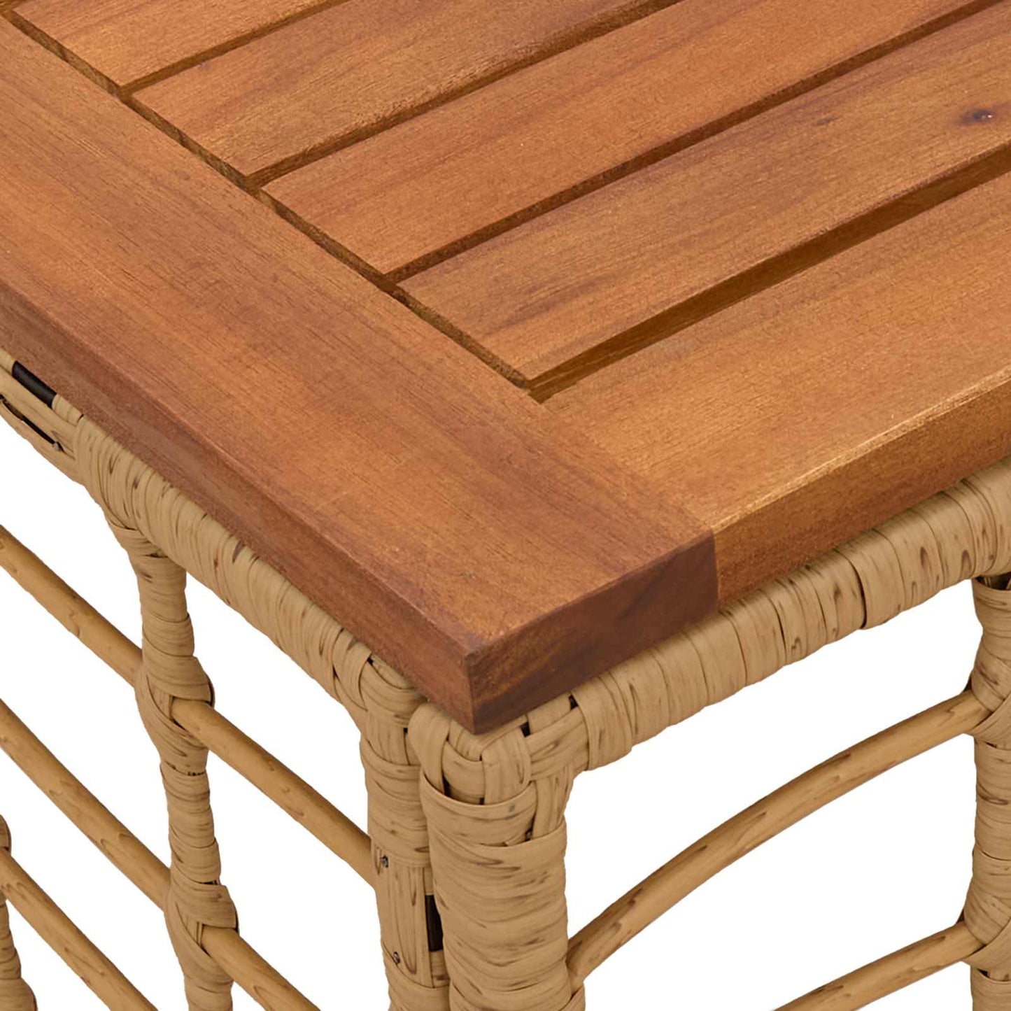 vidaXL Garden Table Natural 55 x 55 x 37 cm PE Rattan and Glass - Brown