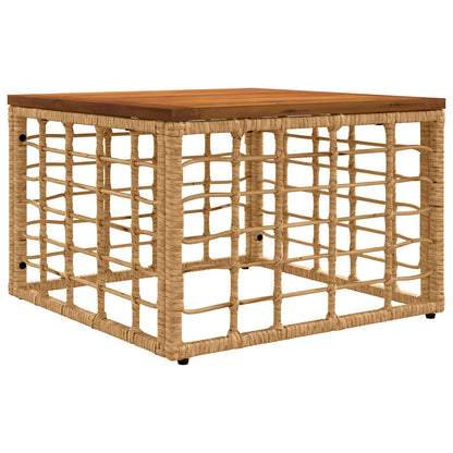 vidaXL Garden Table Natural 55 x 55 x 37 cm PE Rattan and Glass - Brown