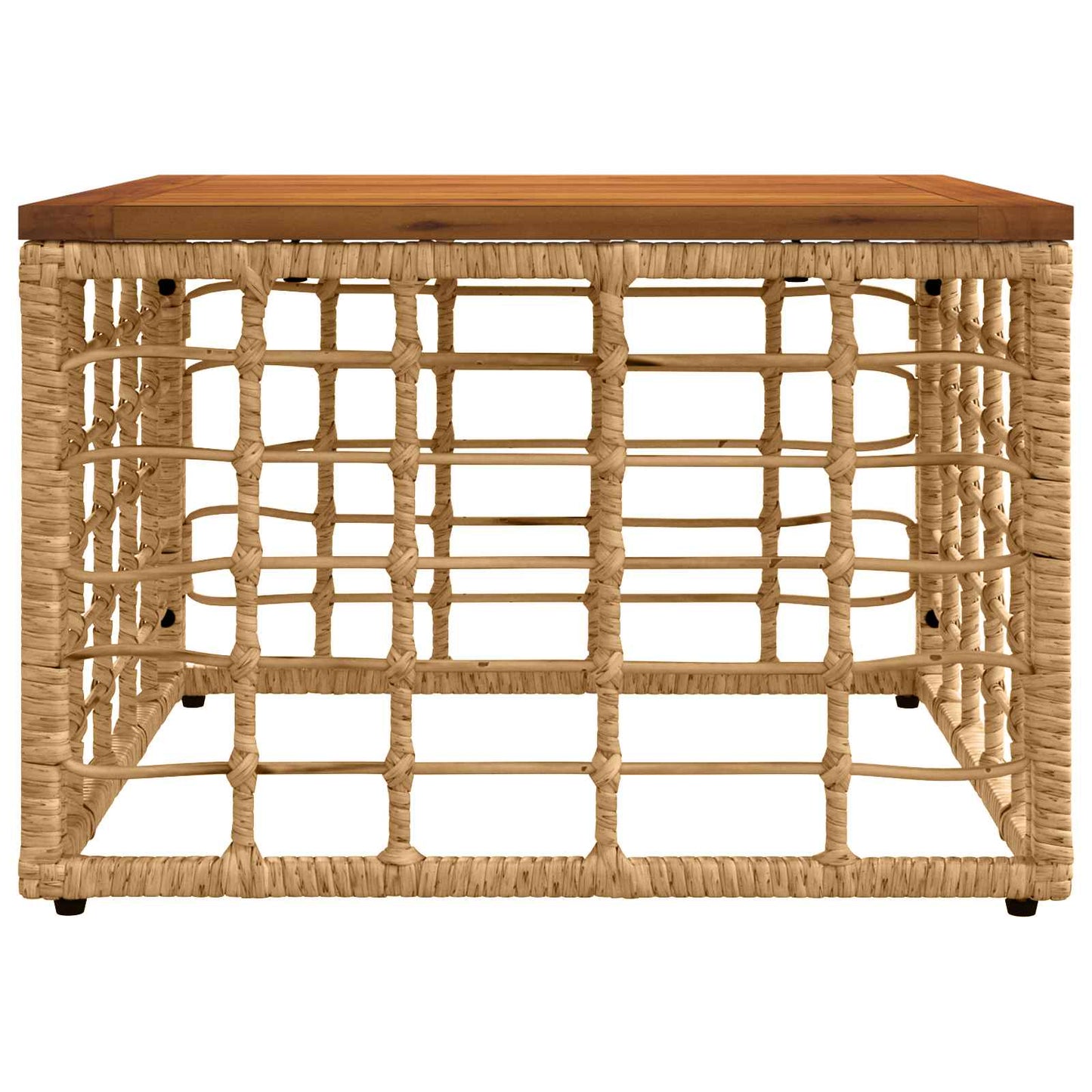 vidaXL Garden Table Natural 55 x 55 x 37 cm PE Rattan and Glass - Brown
