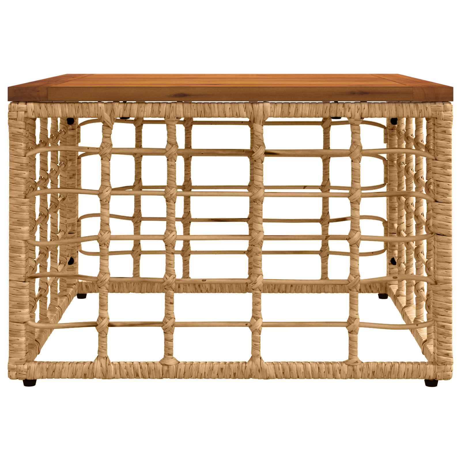 vidaXL Garden Table Natural 55 x 55 x 37 cm PE Rattan and Glass - Brown