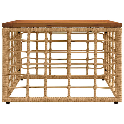 vidaXL Garden Table Natural 55 x 55 x 37 cm PE Rattan and Glass - Brown