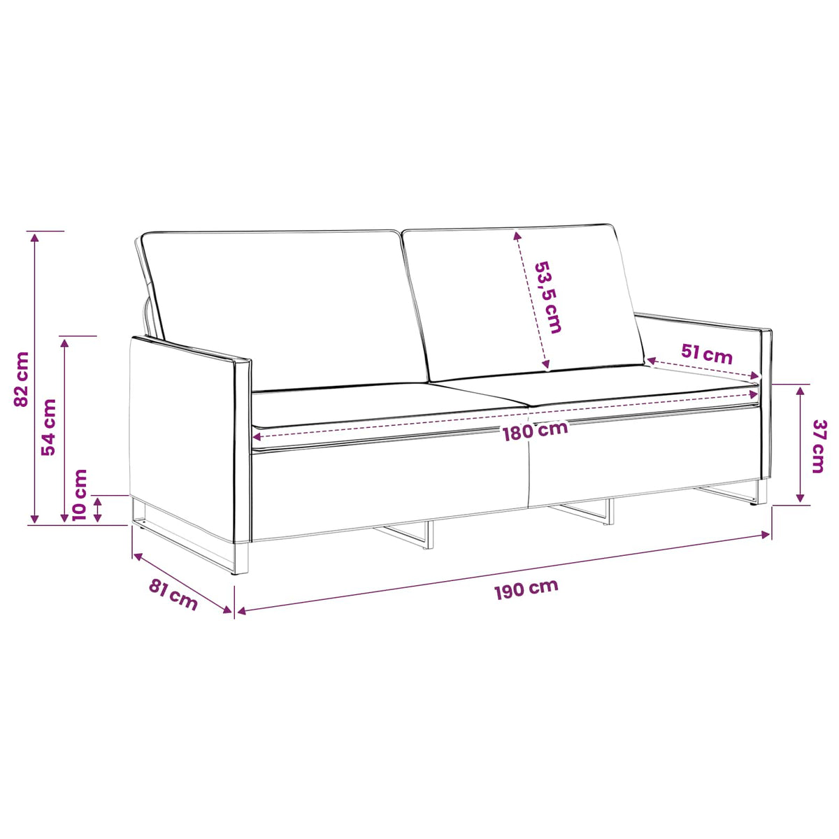 vidaXL 3 Seater Sofa Dark Grey 190 x 81 x 82 cm Faux Suede Fabric