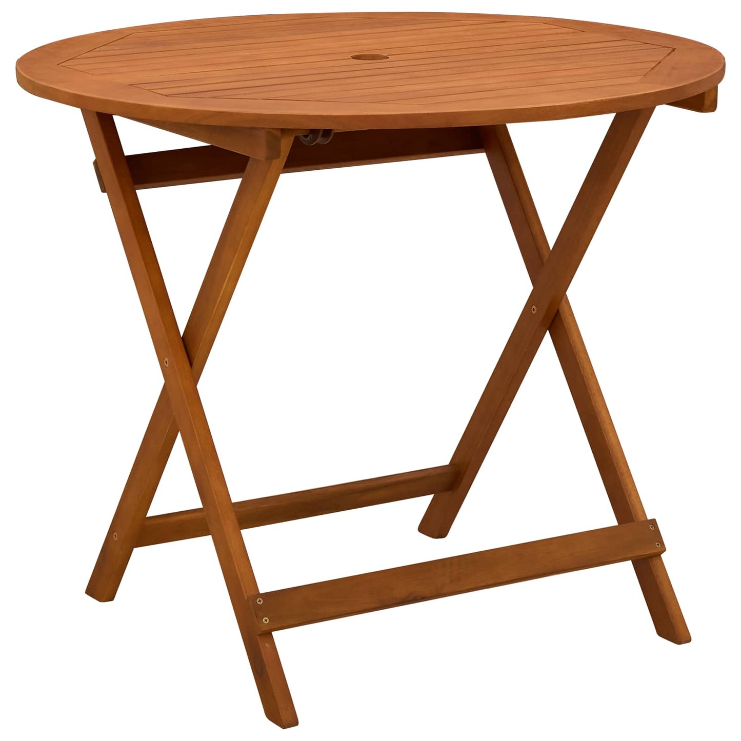 vidaXL Folding Garden Table Brown Ø 90 x 75 cm Solid Eucalyptus Wood