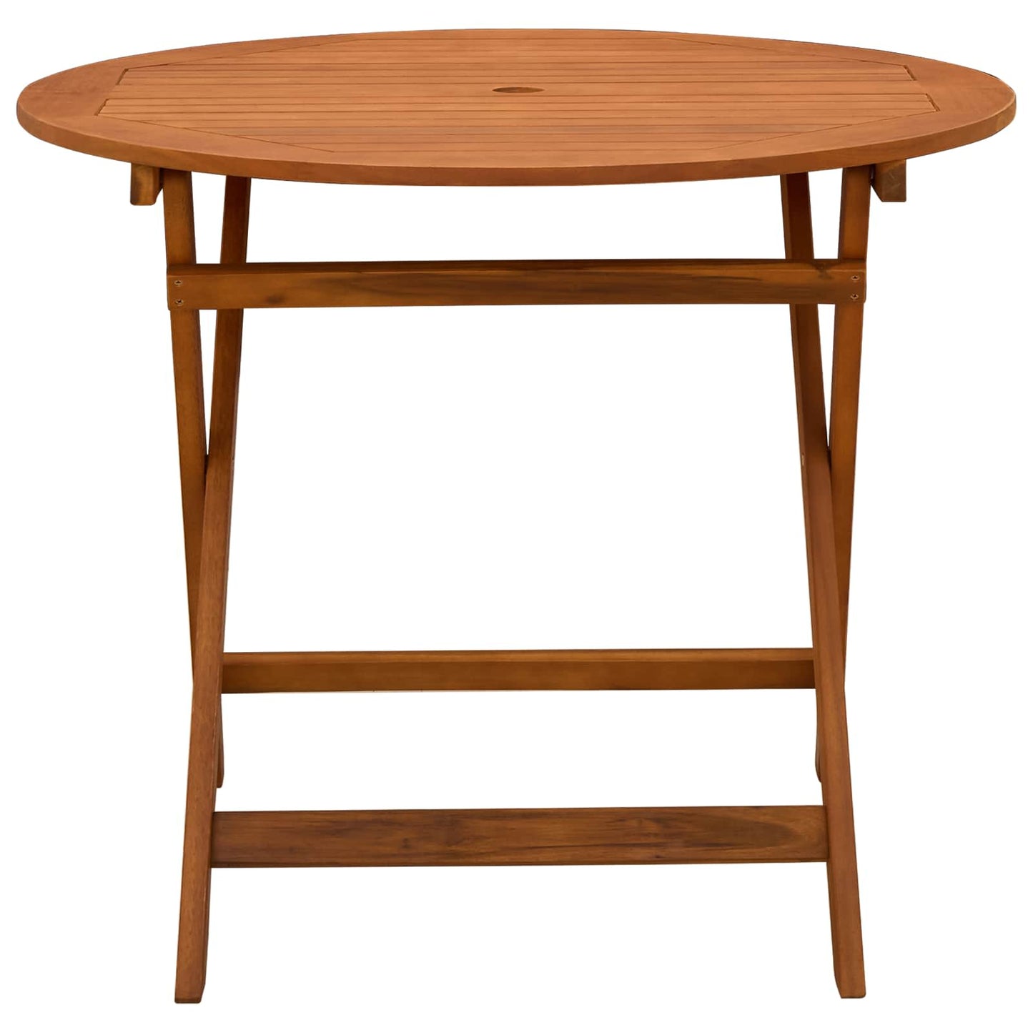 vidaXL Folding Garden Table Brown Ø 90 x 75 cm Solid Eucalyptus Wood