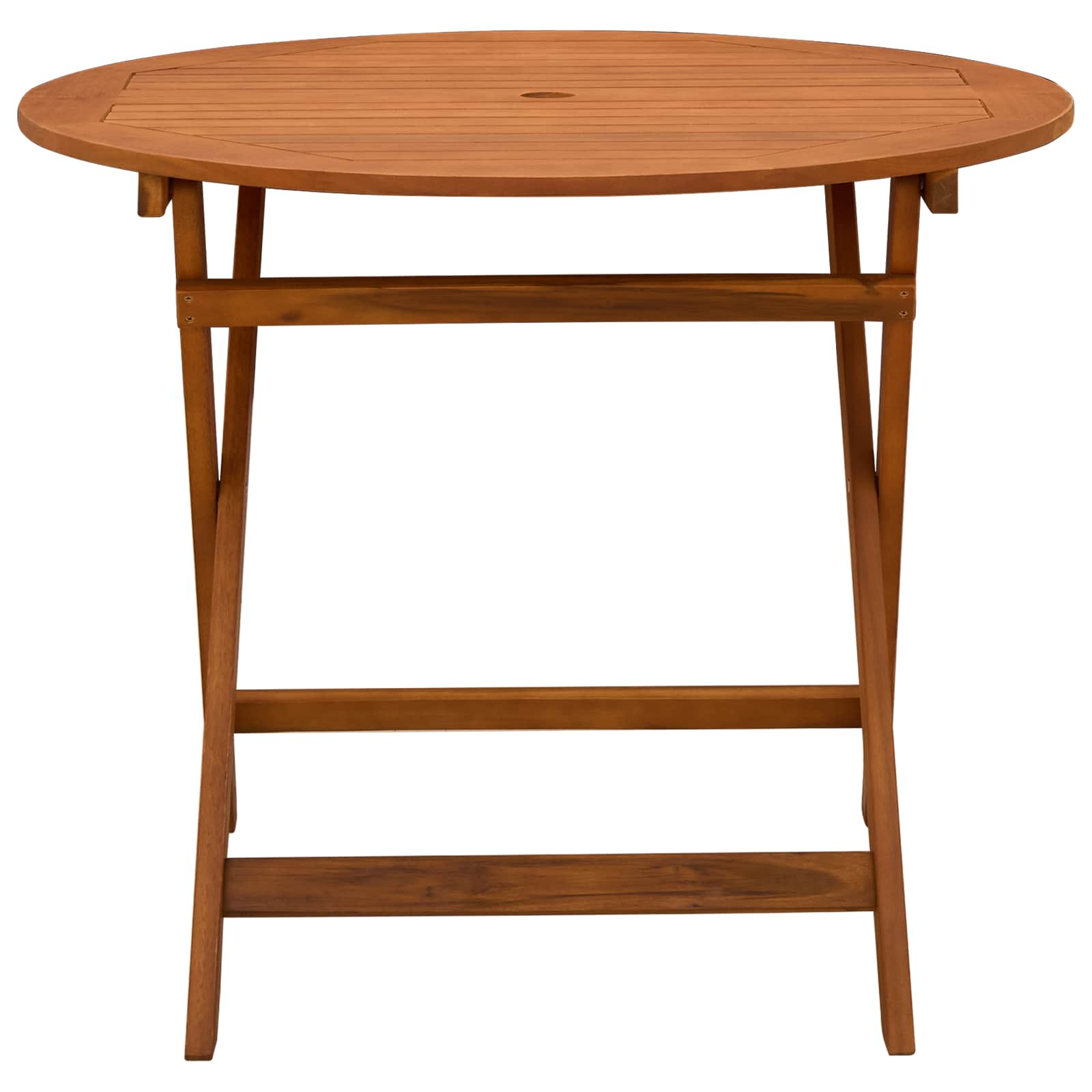 vidaXL Folding Garden Table Brown Ø 90 x 75 cm Solid Eucalyptus Wood