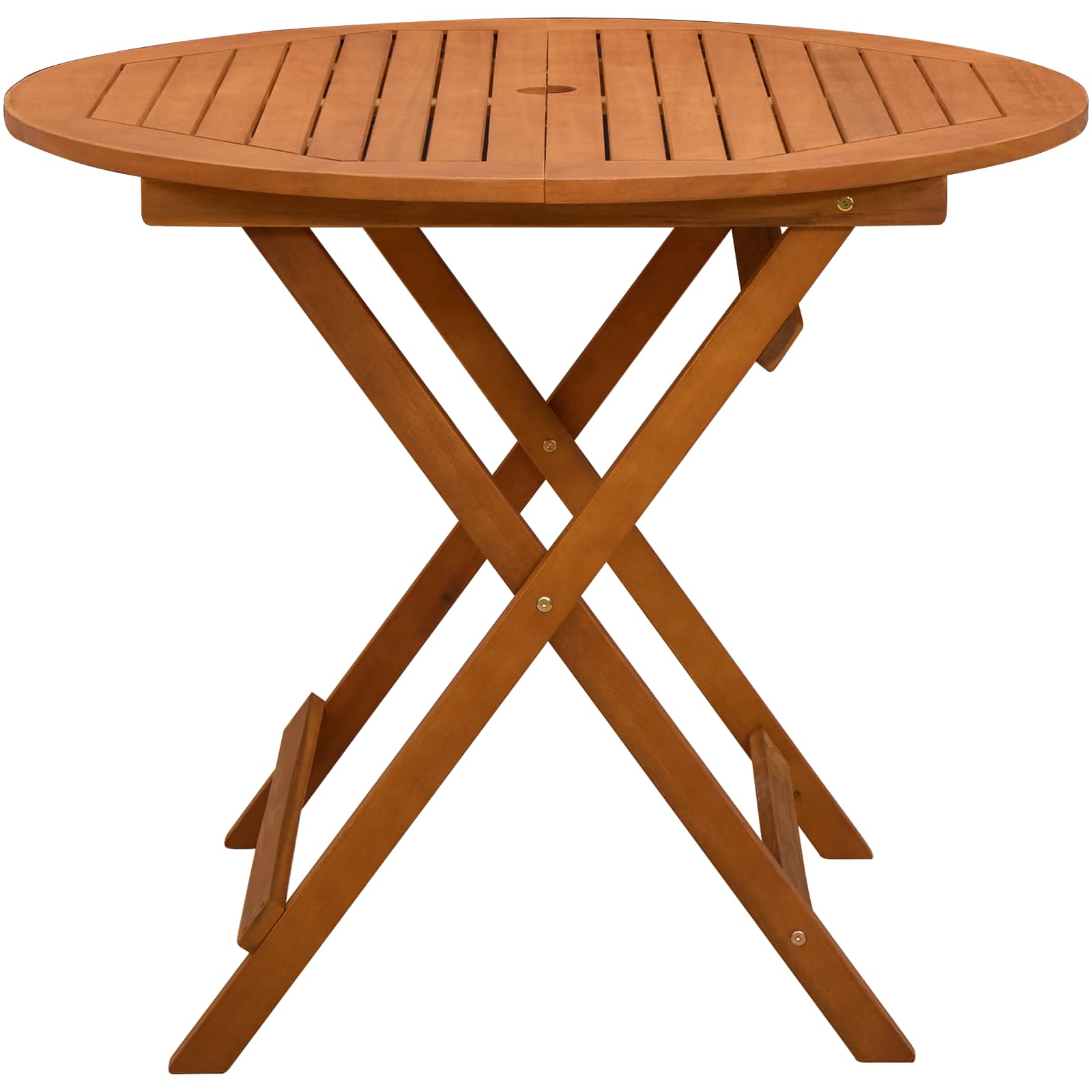 vidaXL Folding Garden Table Brown Ø 90 x 75 cm Solid Eucalyptus Wood