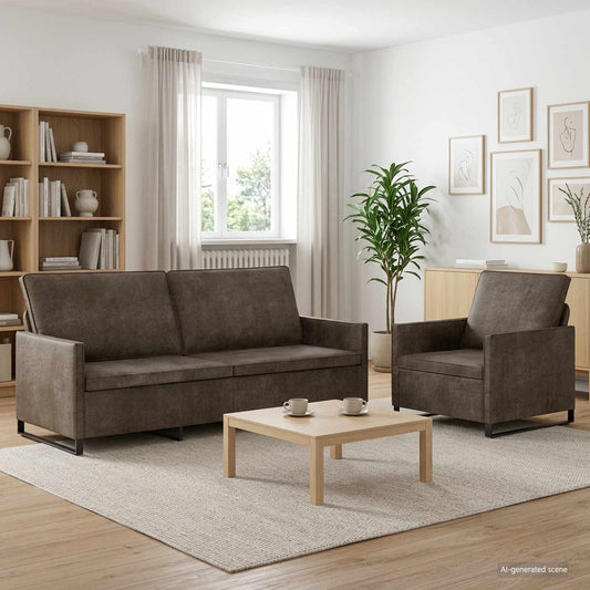 vidaXL Sofa Set 2 pcs Dark Grey Faux Suede Fabric - 190 x 81 x 82 cm