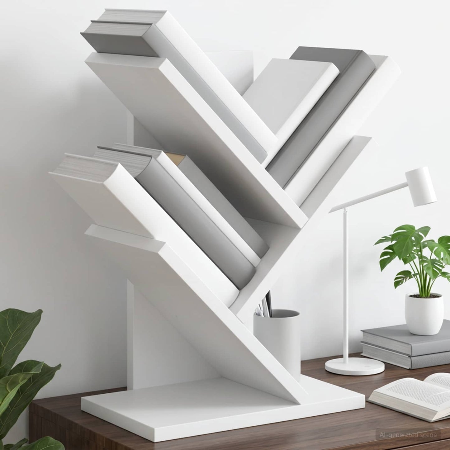vidaXL Tree Bookshelf 3-Tier 30 x 18 x 40 cm Engineered Wood White