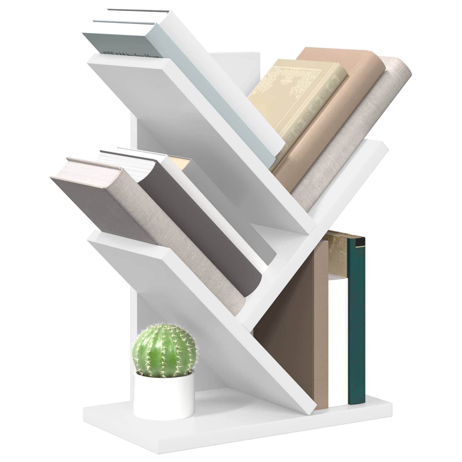 vidaXL Tree Bookshelf 3-Tier 30 x 18 x 40 cm Engineered Wood White