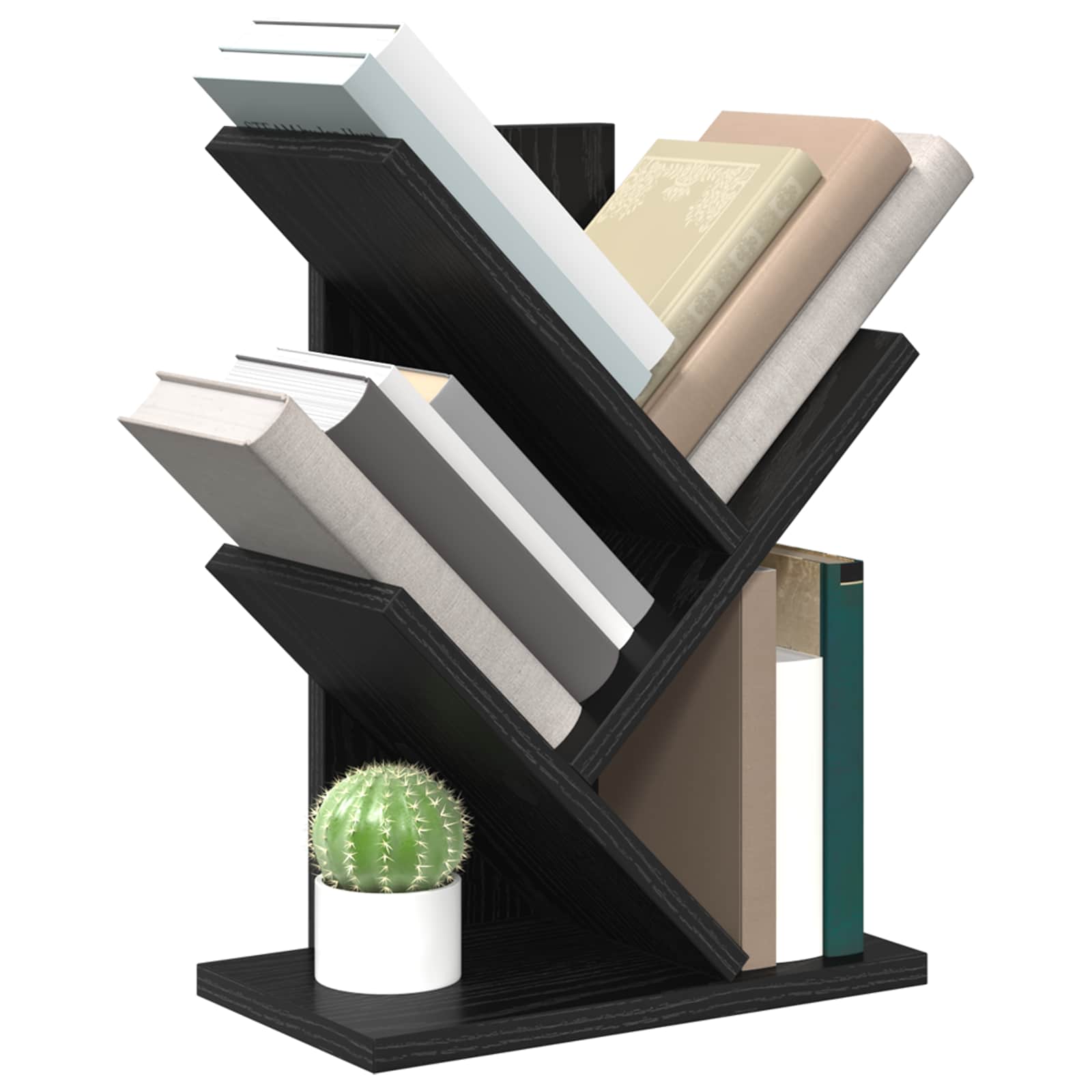 vidaXL Tree Bookshelf 3-Tier 30 x 18 x 40 cm Engineered Wood Black Oak