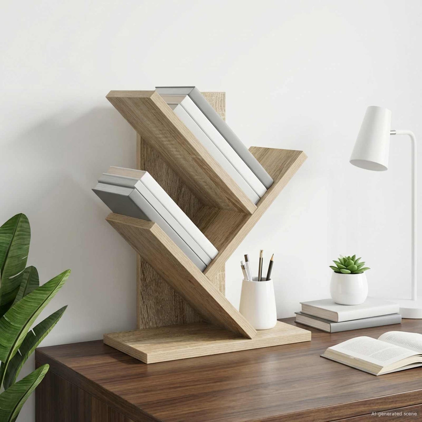 vidaXL Tree Bookshelf 3-Tier 30 x 18 x 40 cm Engineered Wood - Brown