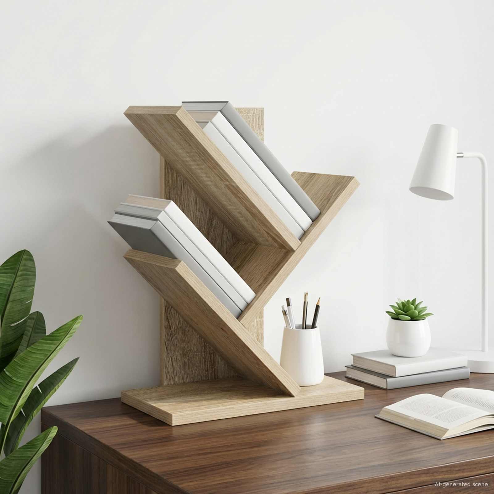 vidaXL Tree Bookshelf 3-Tier 30 x 18 x 40 cm Engineered Wood - Brown