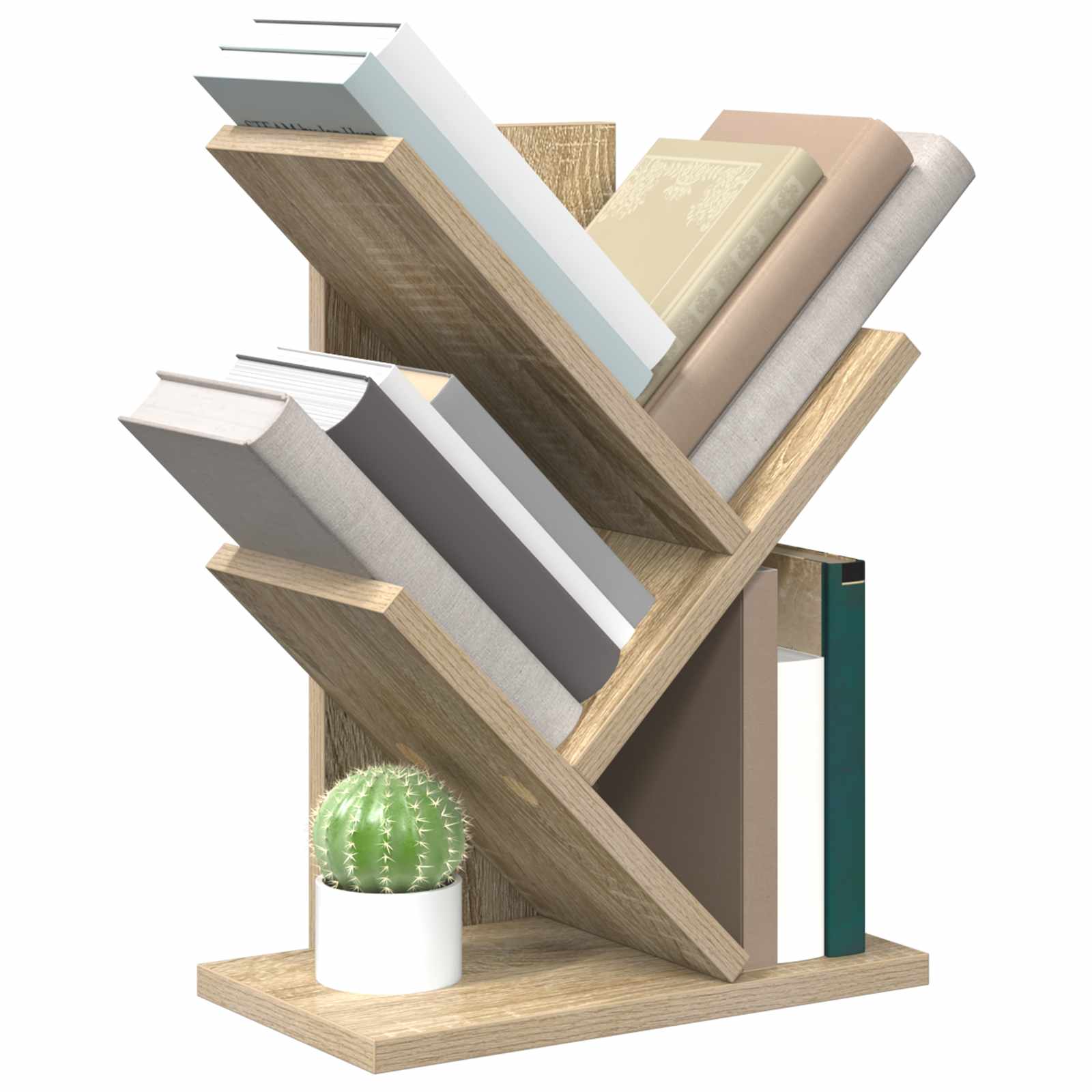 vidaXL Tree Bookshelf 3-Tier 30 x 18 x 40 cm Engineered Wood - Brown