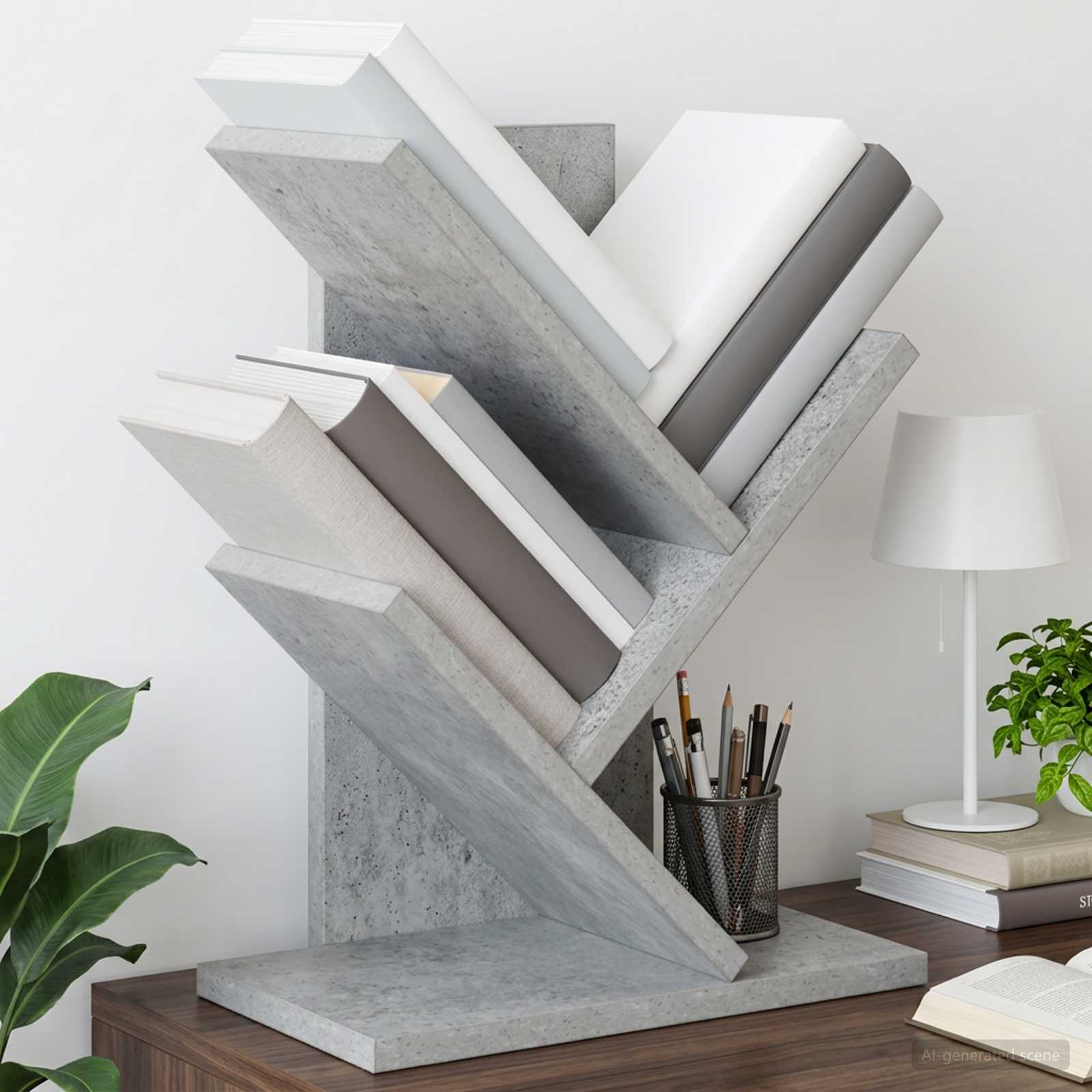 vidaXL Tree Bookshelf 3-Tier 30 x 18 x 40 cm Engineered Wood - Grey