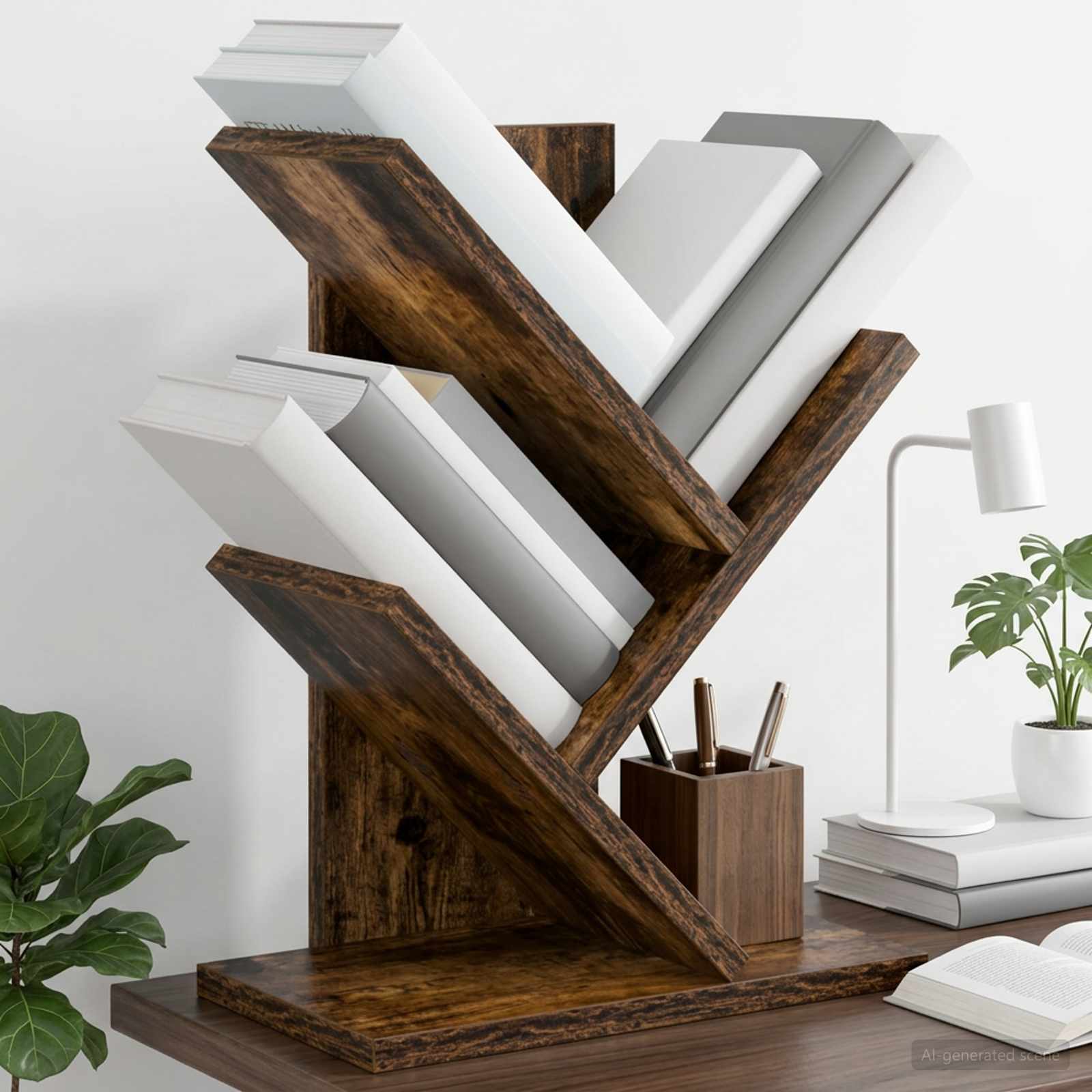 vidaXL Tree Bookshelf 3-Tier 30 x 18 x 40 cm Engineered Wood - Brown - 58412
