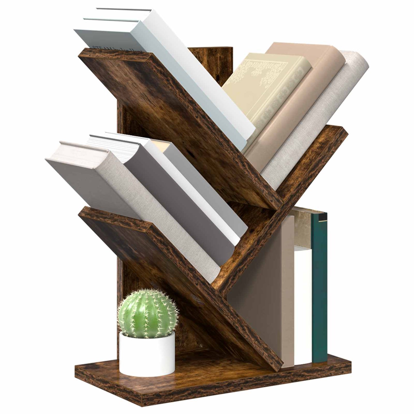 vidaXL Tree Bookshelf 3-Tier 30 x 18 x 40 cm Engineered Wood - Brown - 58412