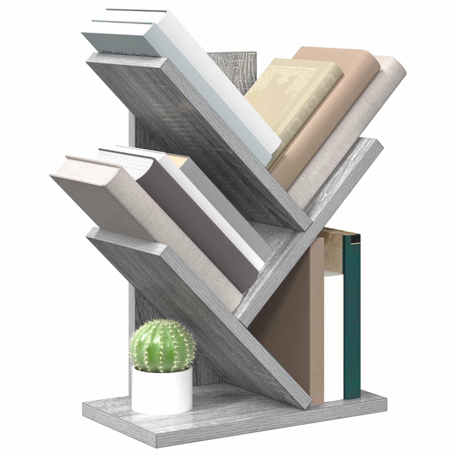 vidaXL Tree Bookshelf 3-Tier 30 x 18 x 40 cm Engineered Wood - Grey - 58413