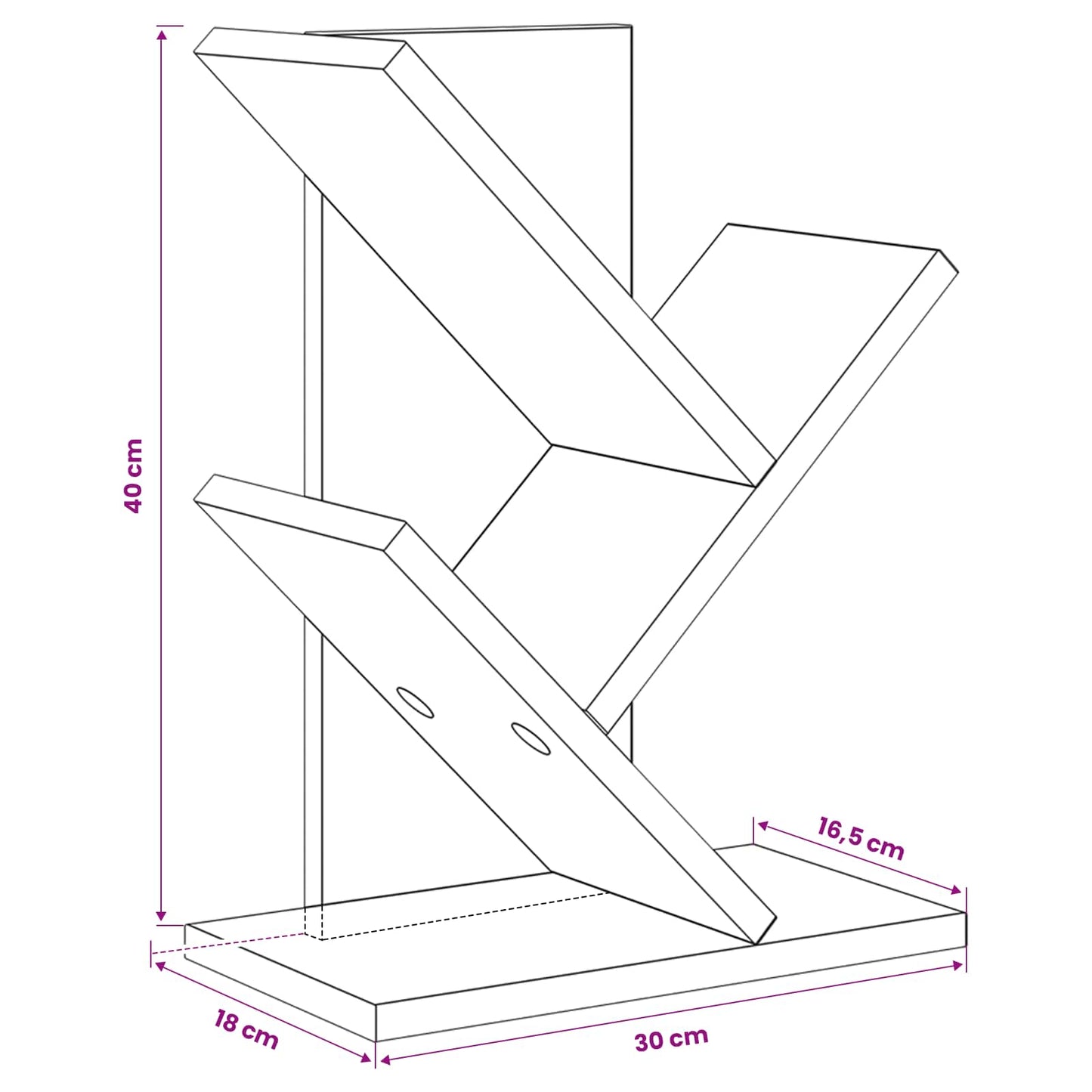 vidaXL Tree Bookshelf 3-Tier 30 x 18 x 40 cm Engineered Wood - Grey - 58413