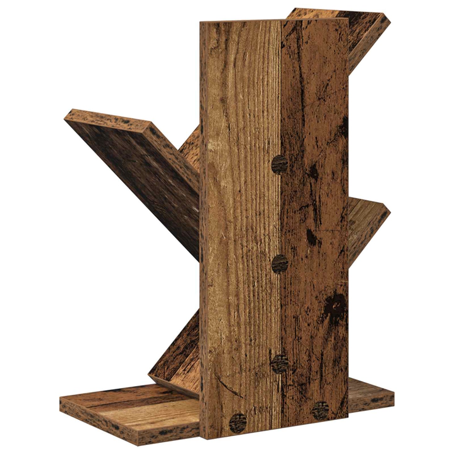 vidaXL Tree Bookshelf 3-Tier 30 x 18 x 40 cm Engineered Wood Old Wood - Brown