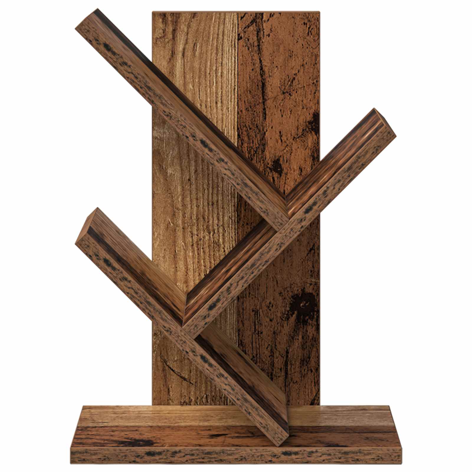 vidaXL Tree Bookshelf 3-Tier 30 x 18 x 40 cm Engineered Wood Old Wood - Brown