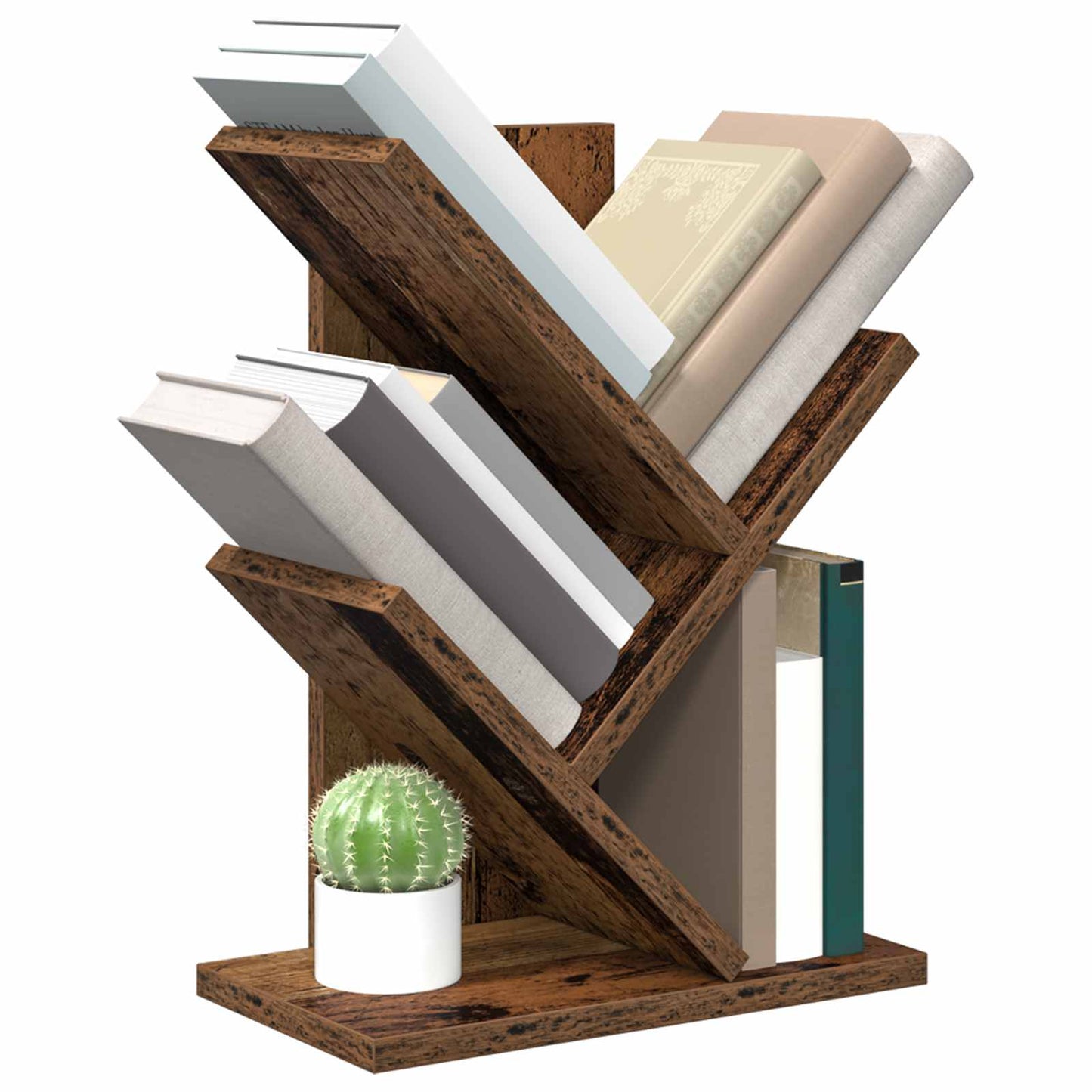 vidaXL Tree Bookshelf 3-Tier 30 x 18 x 40 cm Engineered Wood Old Wood - Brown