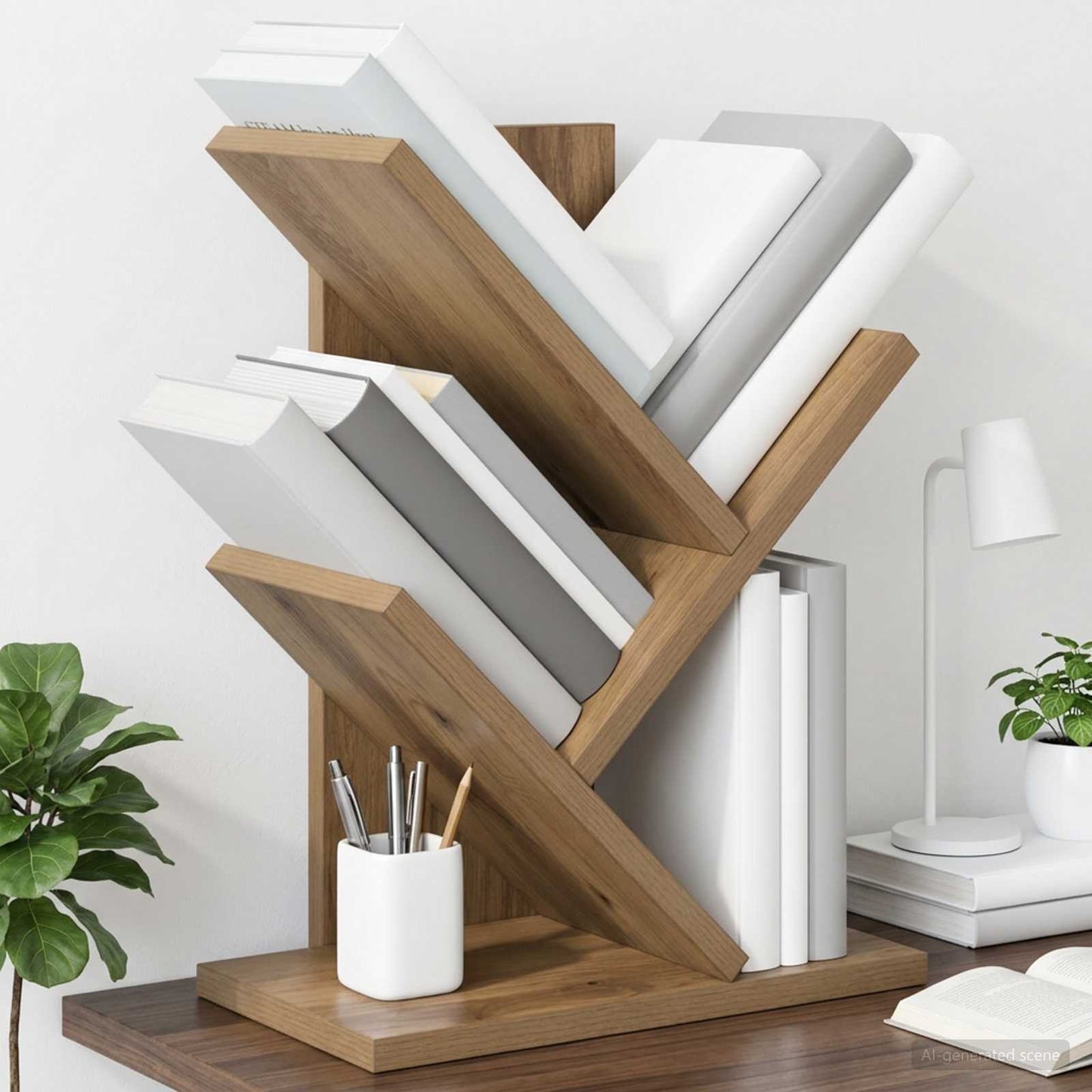 vidaXL Tree Bookshelf 3-Tier 30 x 18 x 40 cm Engineered Wood - Brown - 58425