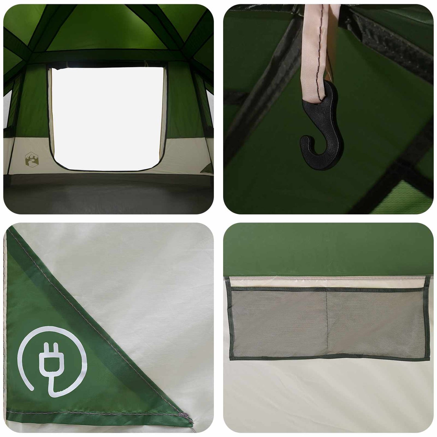 vidaXL Family Tent with Rainfly Water-resistant 10-Person Green - 41816