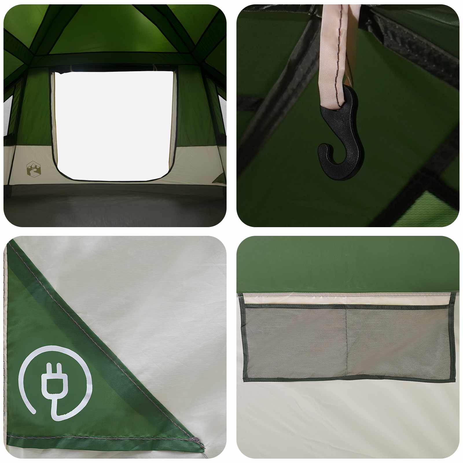 vidaXL Family Tent with Rainfly Water-resistant 10-Person Green - 41816