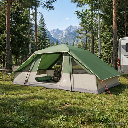 vidaXL Family Tent with Rainfly Water-resistant 10-Person Green - 41816