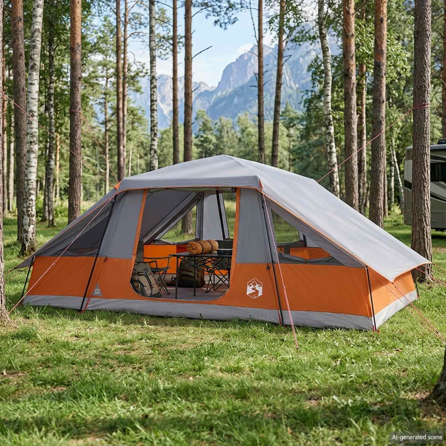 vidaXL Family Tent with Rainfly Water-resistant 10-Person - Grey - 41821