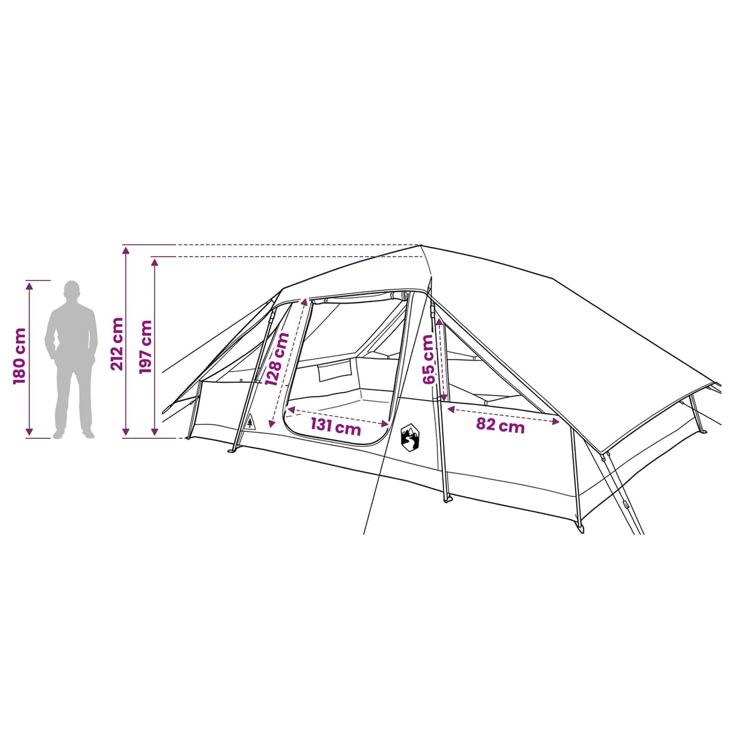 vidaXL Family Tent with Rainfly Water-resistant 10-Person - Grey - 41821