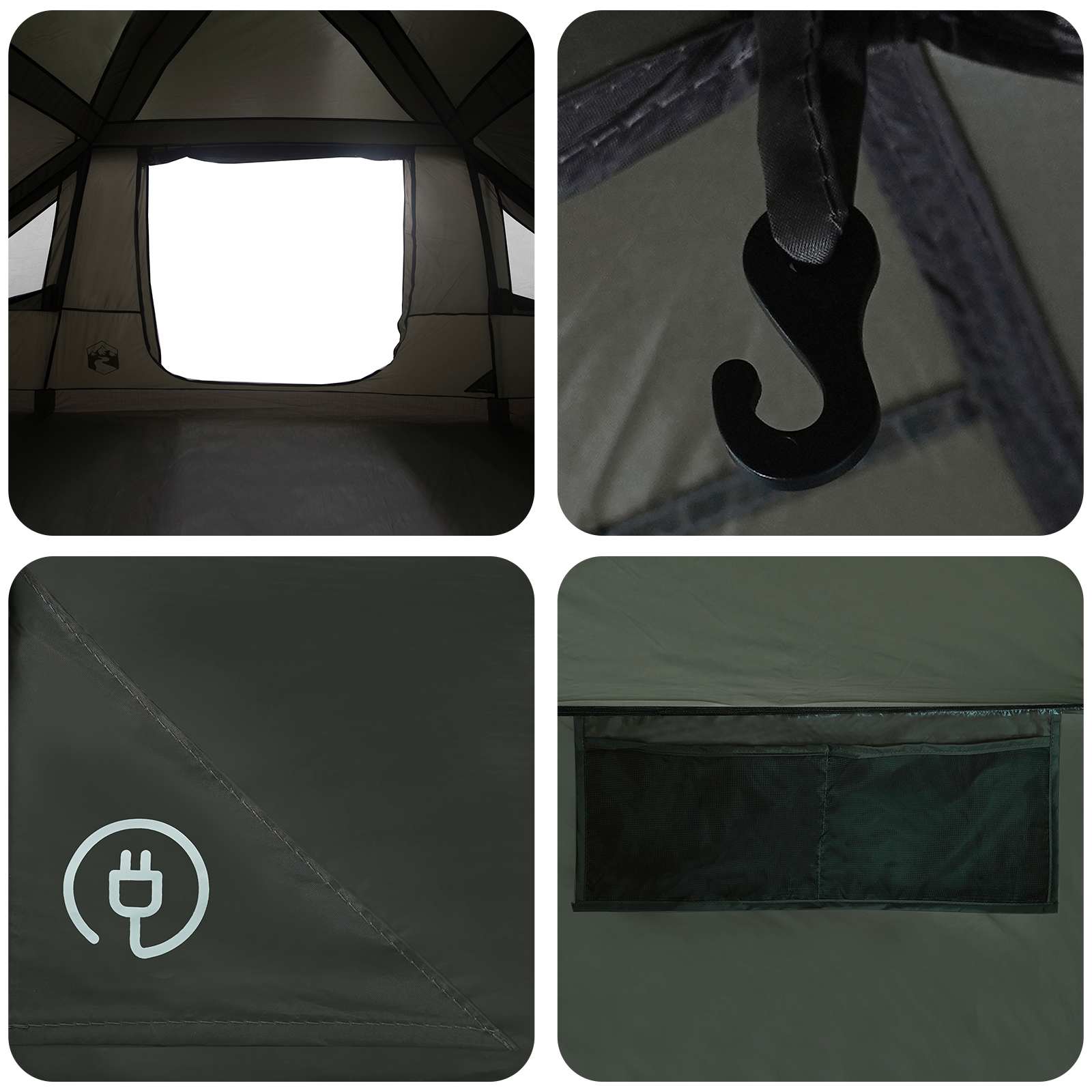 vidaXL Family Tent with Rainfly Water-resistant 10-Person Army Green