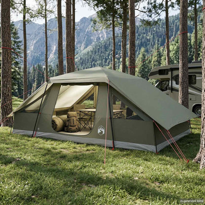 vidaXL Family Tent with Rainfly Water-resistant 10-Person Army Green