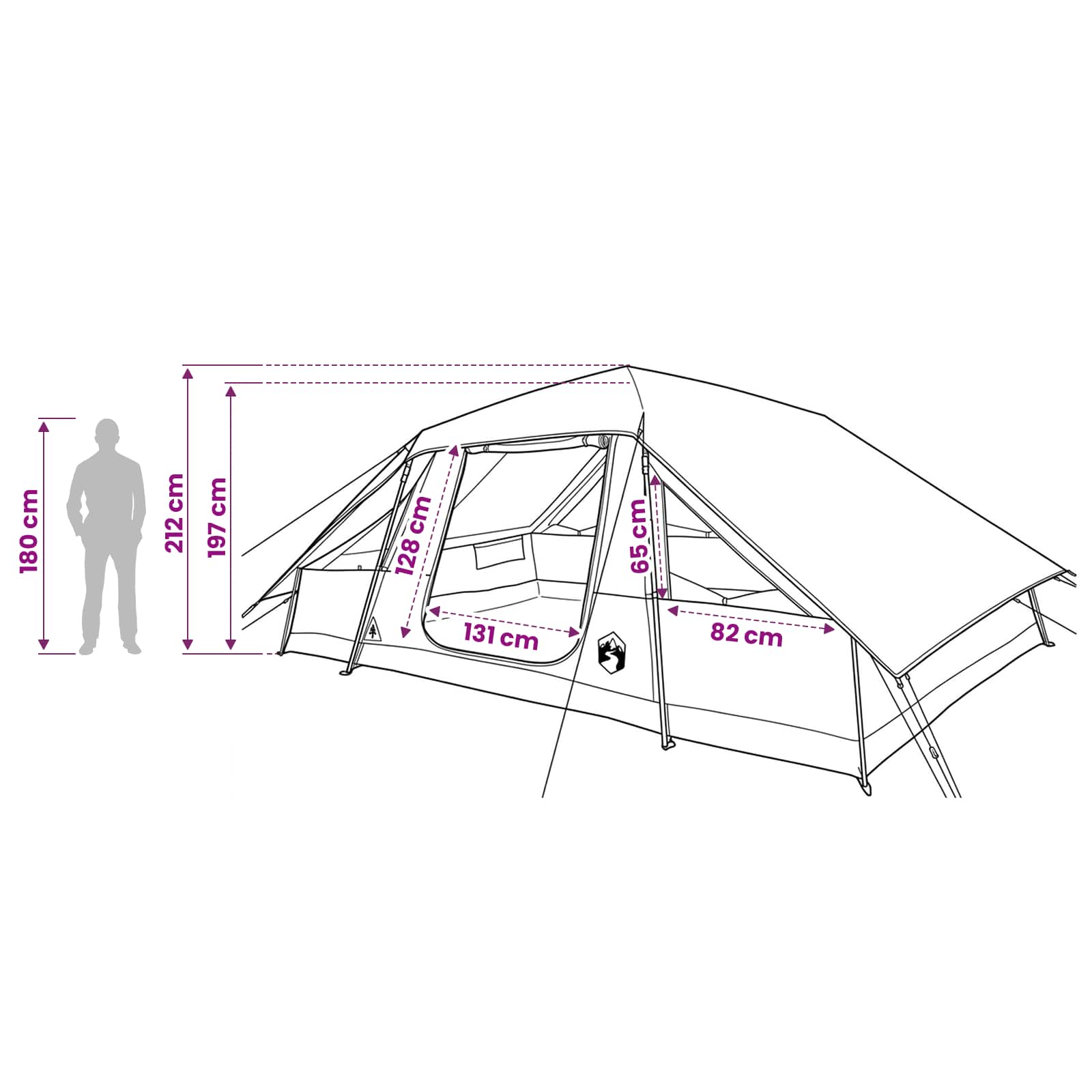 vidaXL Family Tent with Rainfly Water-resistant 10-Person Army Green