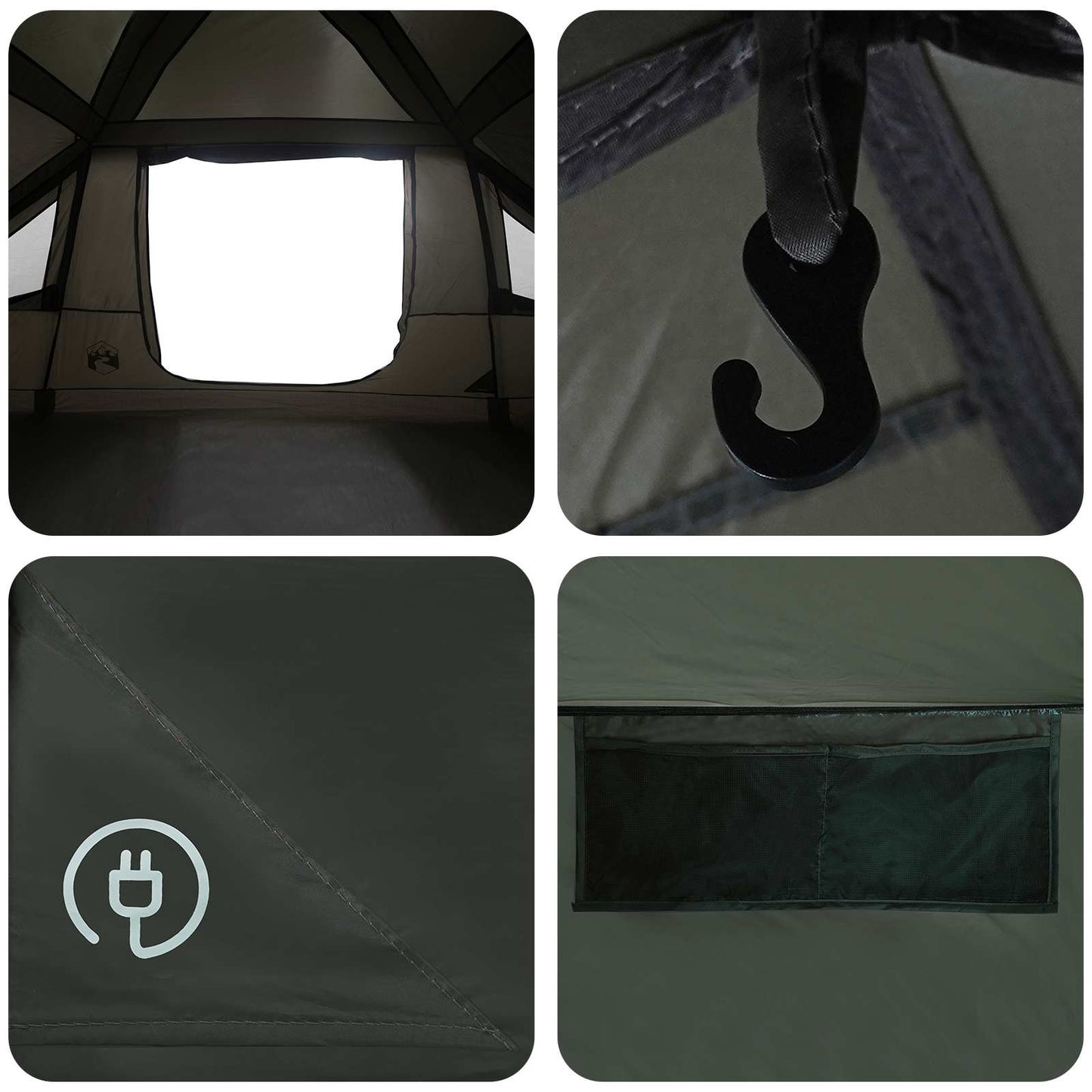 vidaXL Family Tent with Rainfly Water-resistant 6-Person Army Green