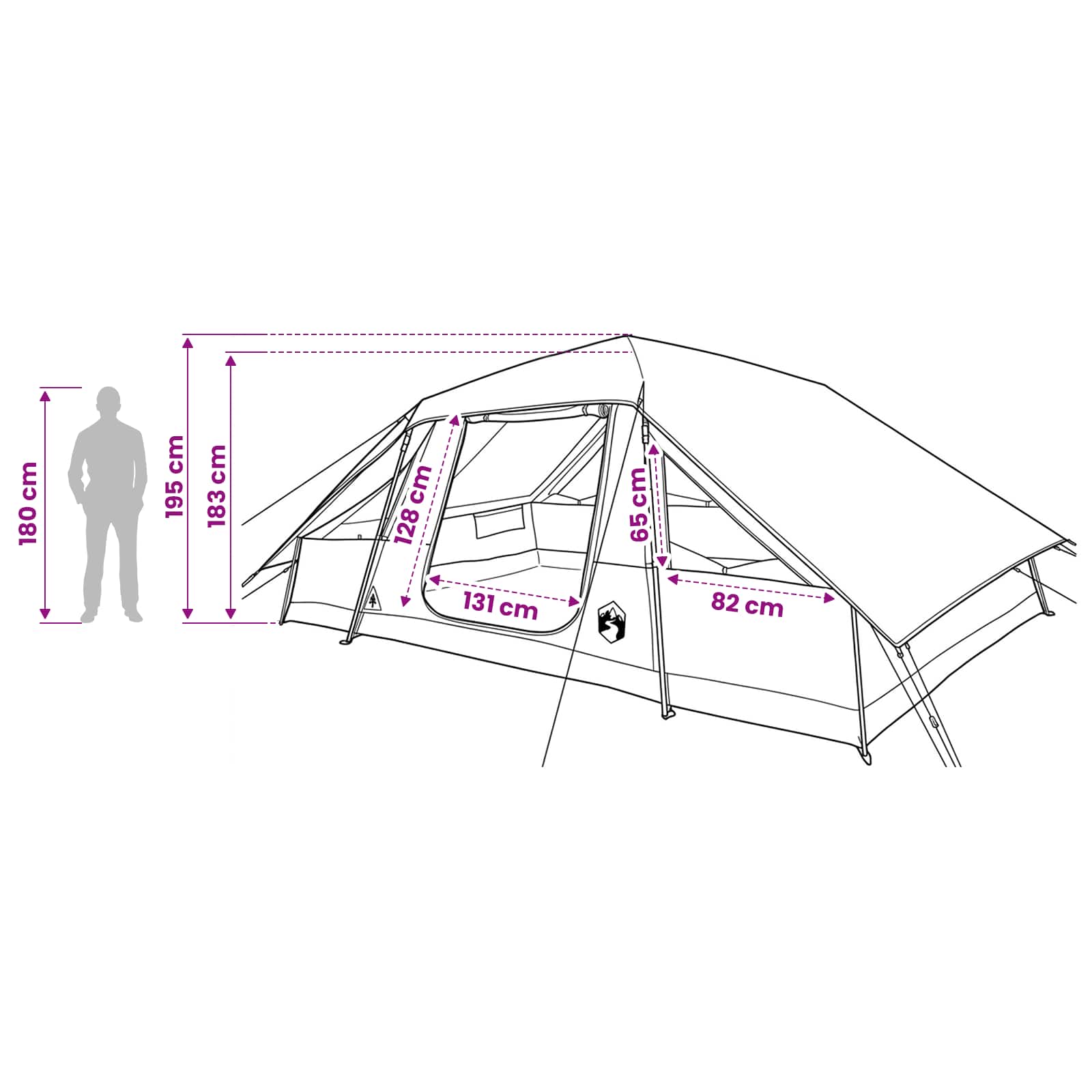 vidaXL Family Tent with Rainfly Water-resistant 6-Person Army Green
