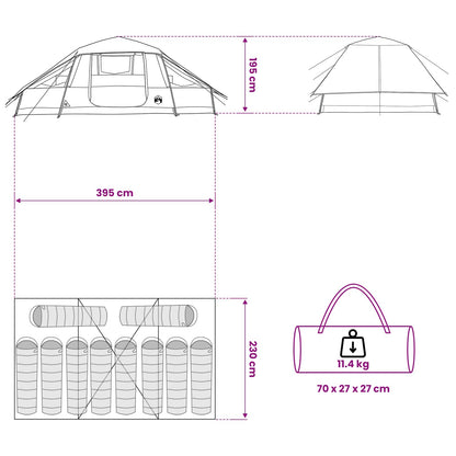 vidaXL Family Tent with Rainfly Water-resistant 6-Person Army Green