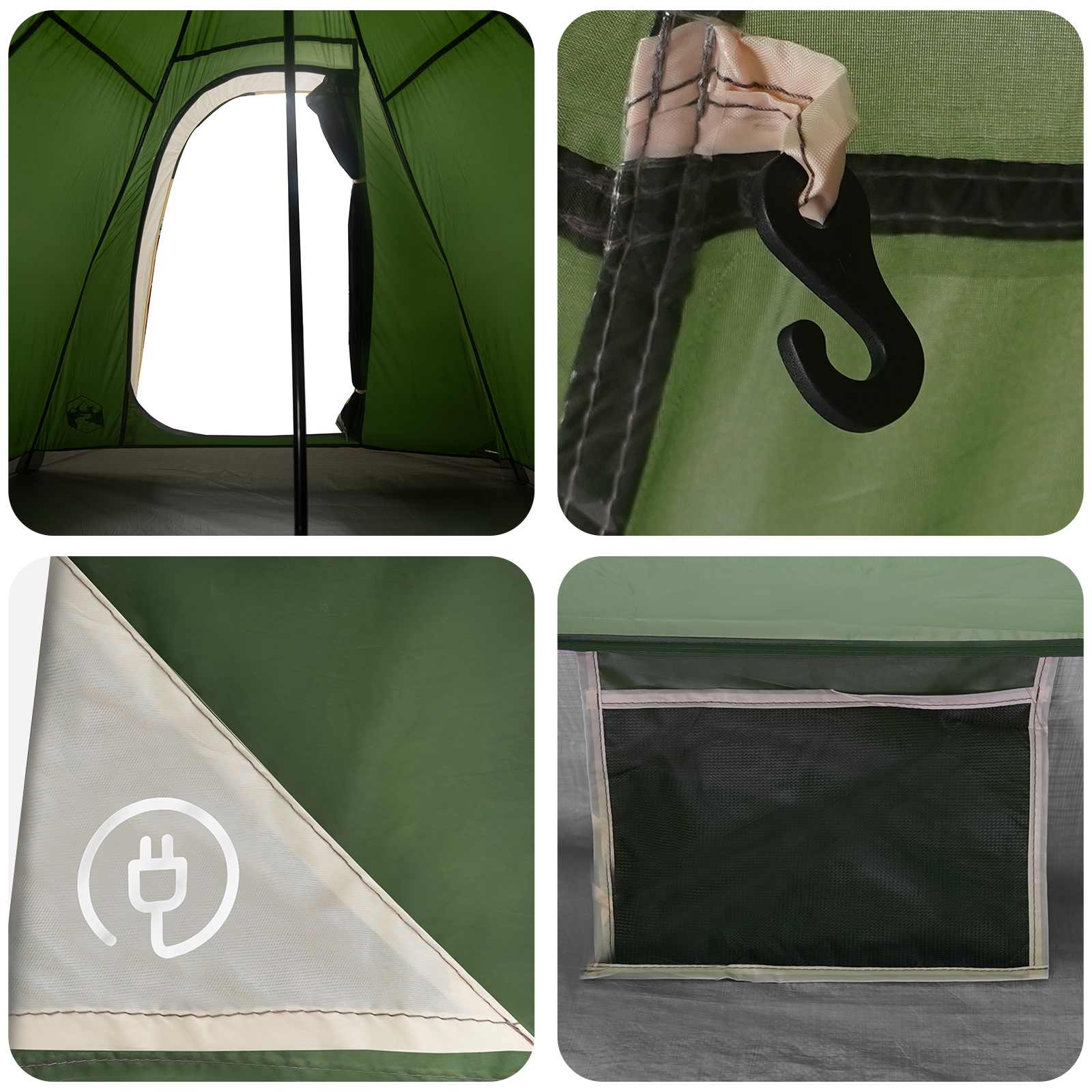 vidaXL Tipi Tent Water-Resistant 3-Person Green