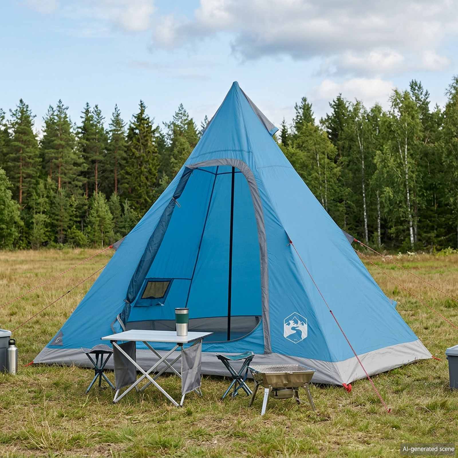 vidaXL Tipi Tent Water-Resistant 3-Person Blue
