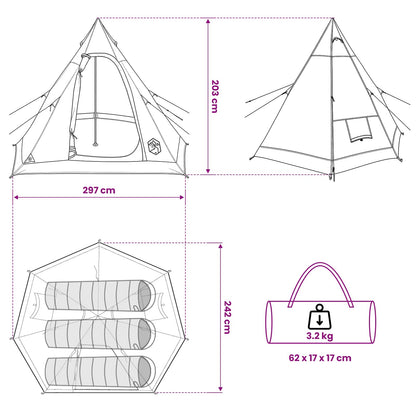 vidaXL Tipi Tent Water-Resistant 3-Person Blue