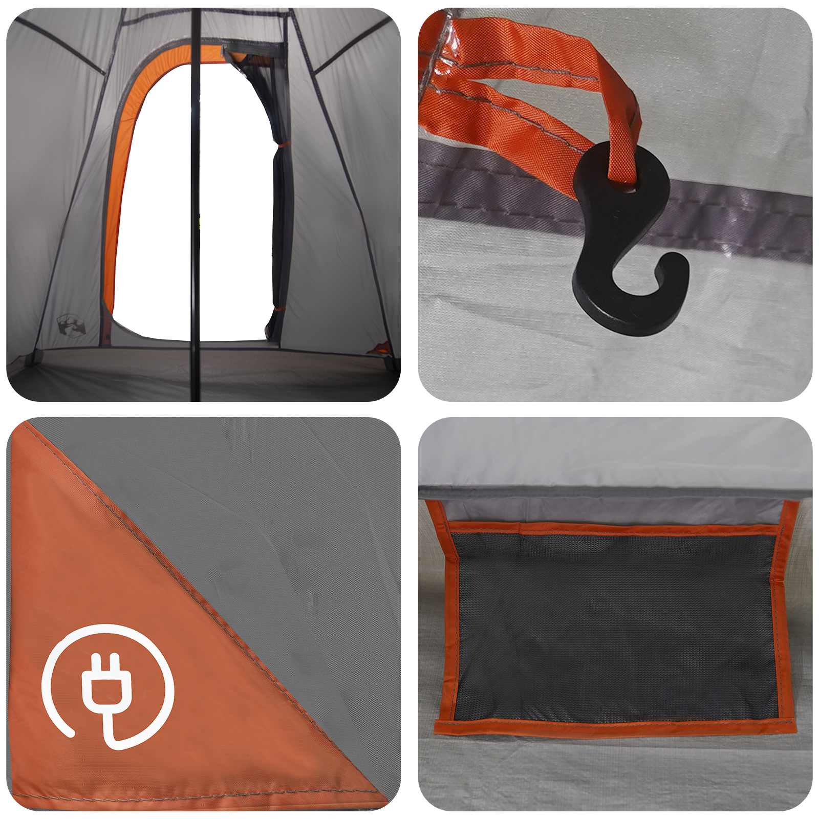 vidaXL Tipi Tent Water-Resistant 3-Person Grey and Orange