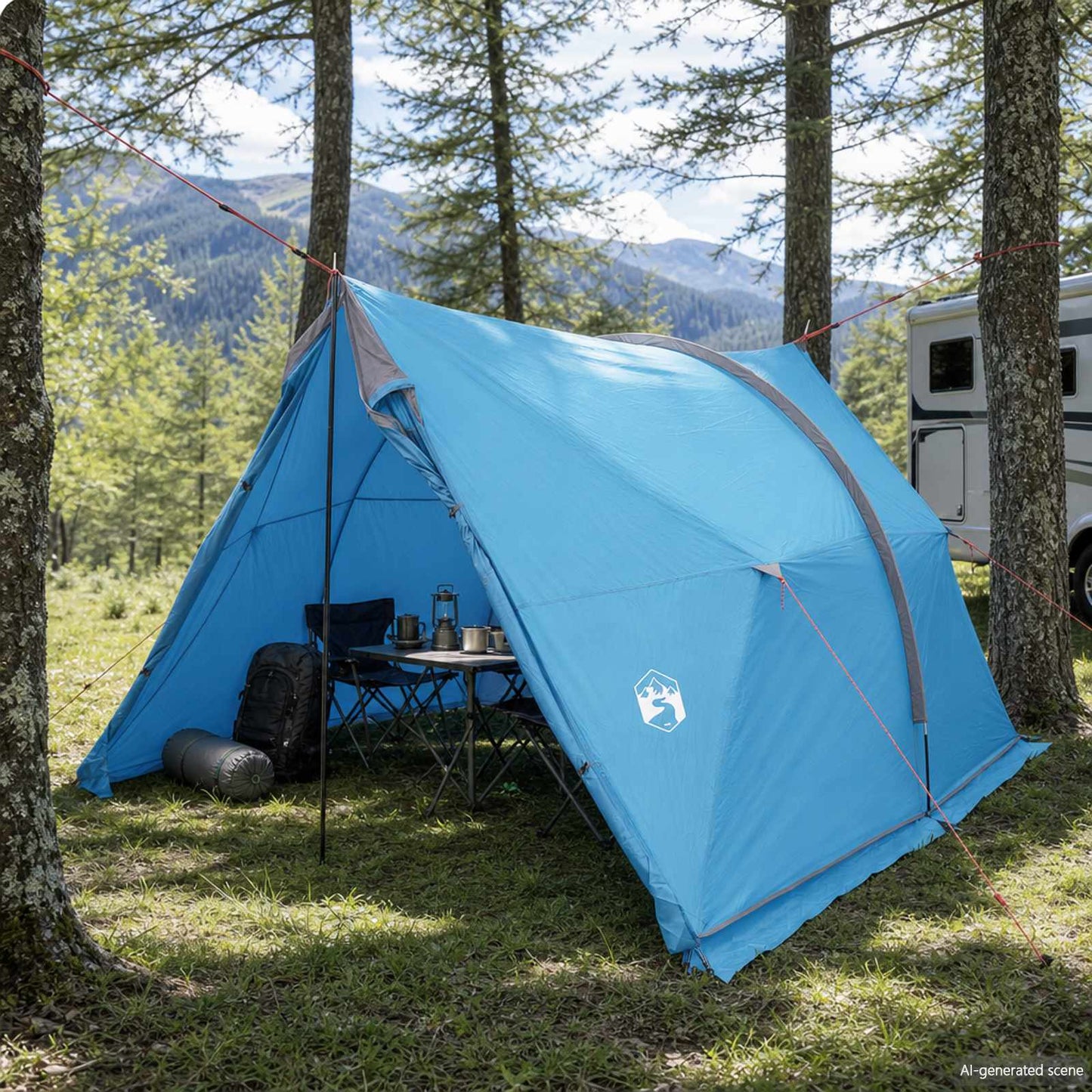vidaXL Canopy Tent Water-Resistant Blue 185T Polyester with PU Coating